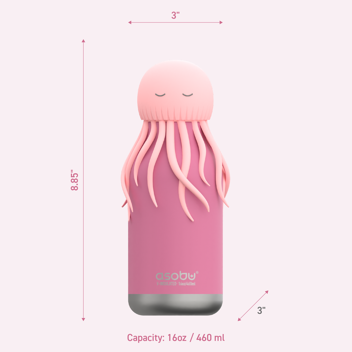 Bestie Animal Bottle - Jellyfish Pink