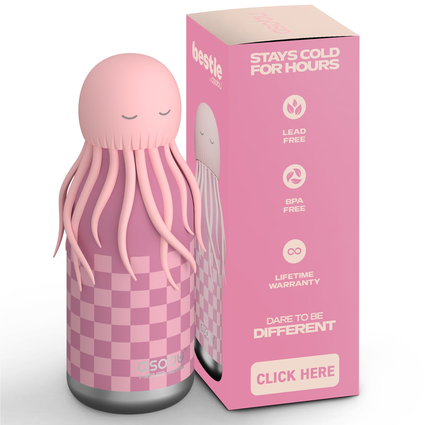 Bestie Animal Bottle - Jellyfish Pink