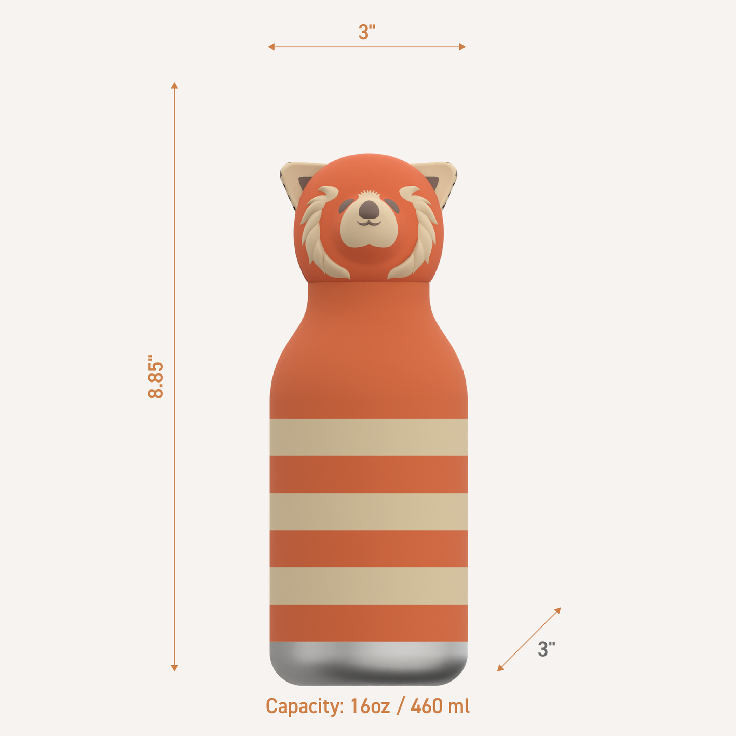 Bestie Animal Bottle - Red Panda Stripe