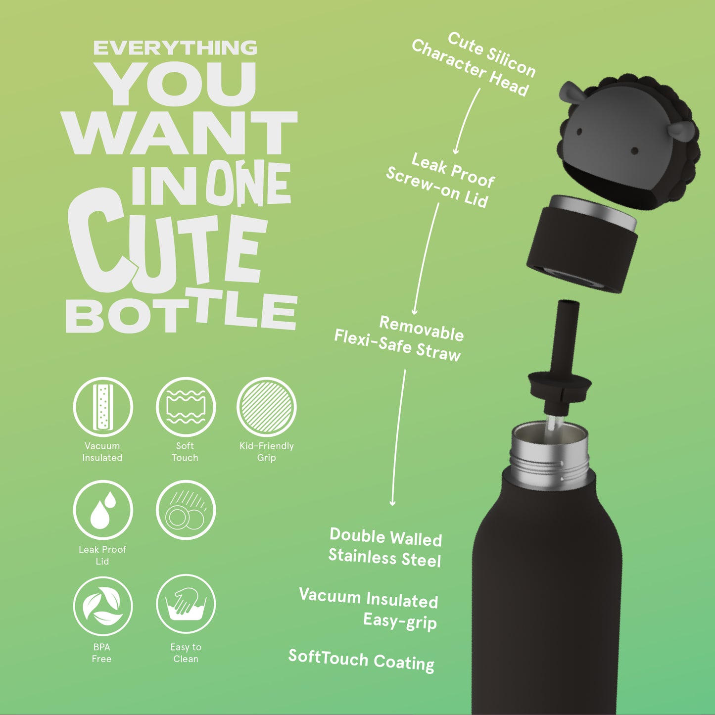 Bestie Animal Bottle - Black Sheep