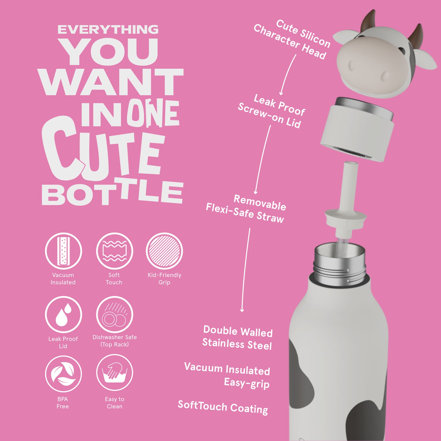 Bestie Animal Bottle - Cow