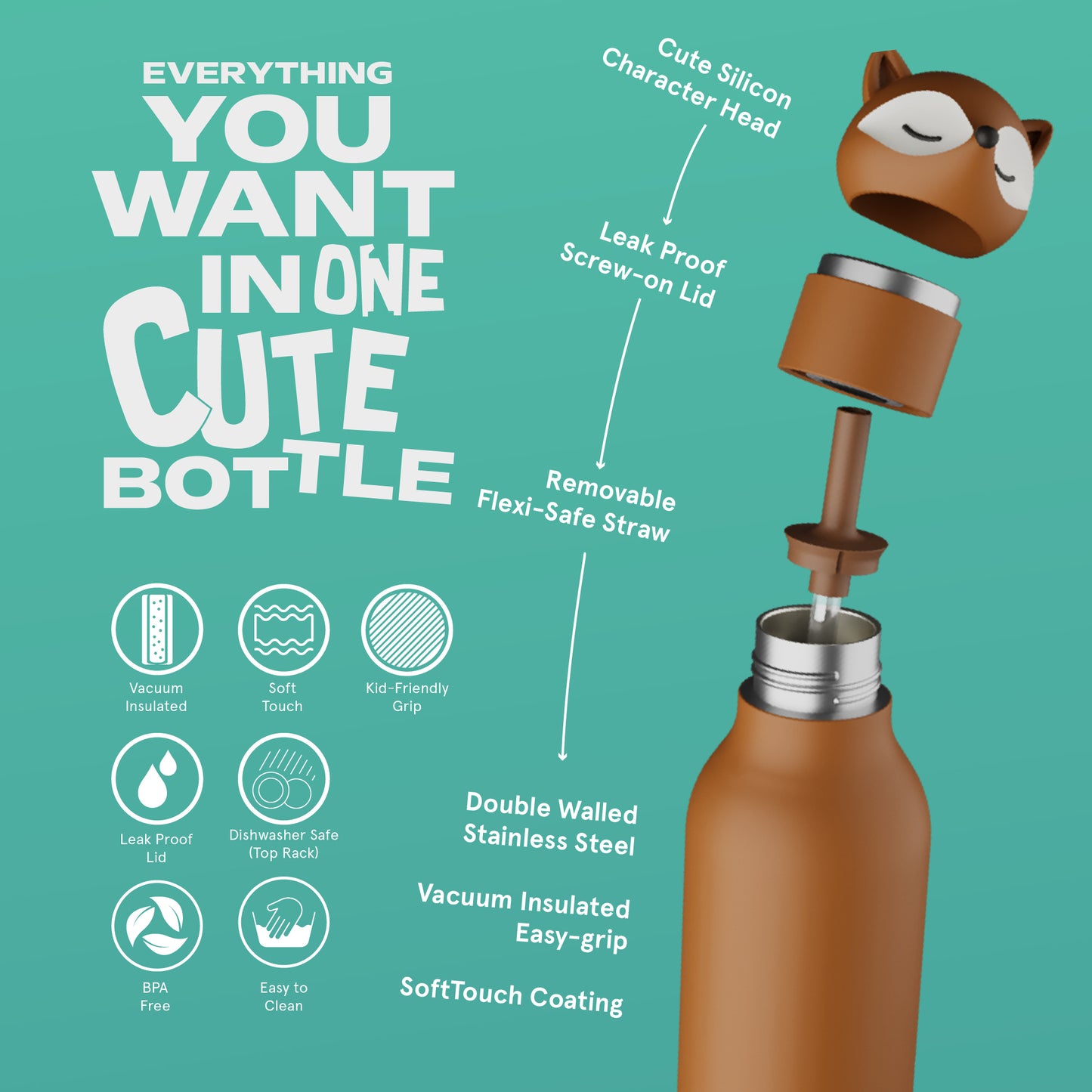 Bestie Animal Bottle - Fox