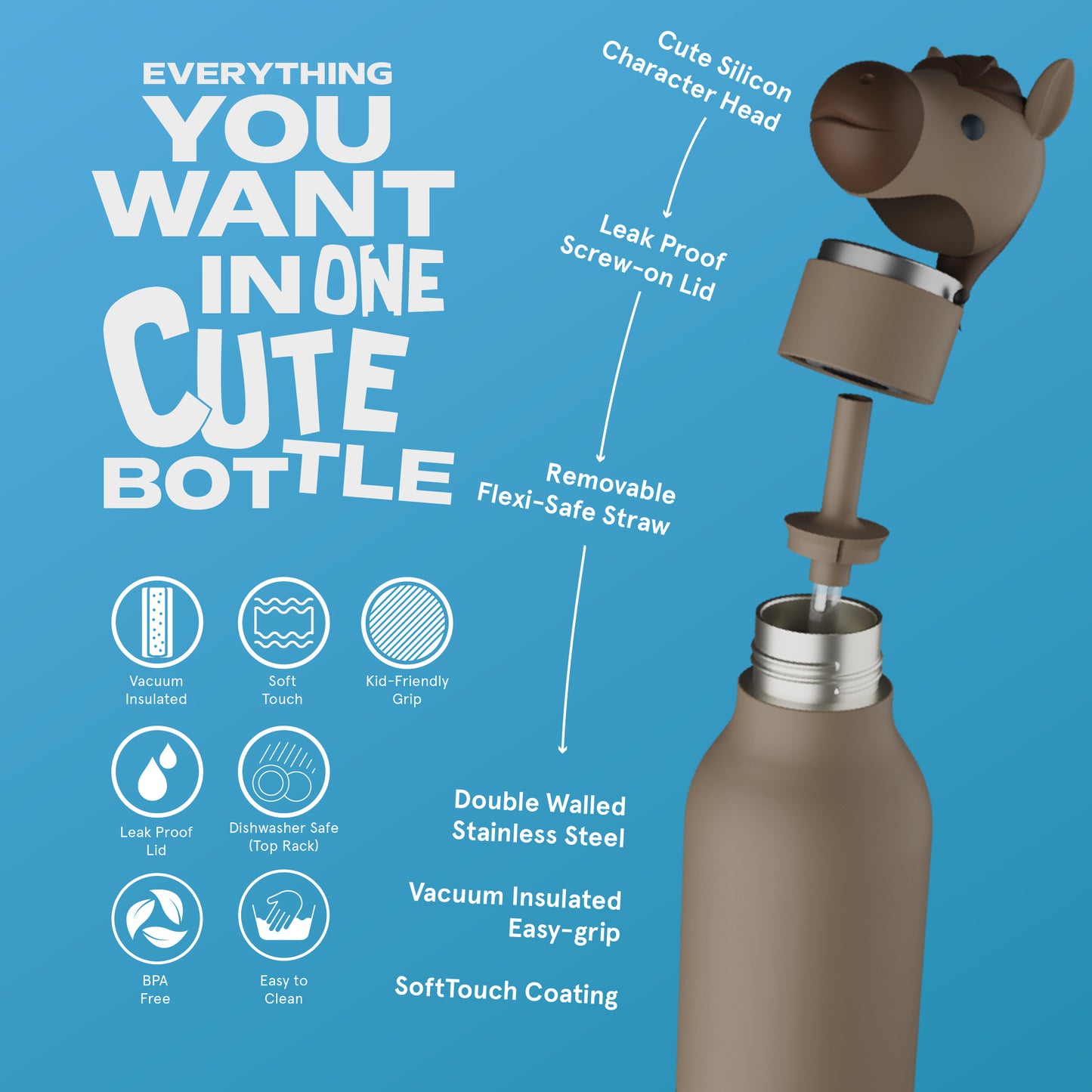 Bestie Animal Bottle - Horse