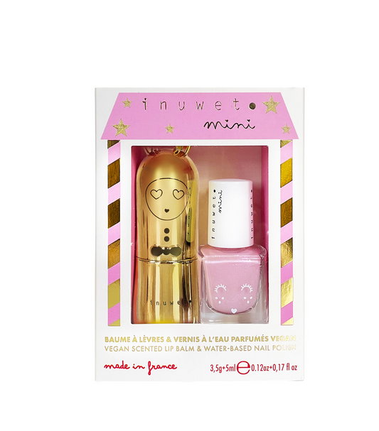 INUWET_DUO LIP BALM AND NAIL POLISH:cheesecake lip balm - watermelon nail polish