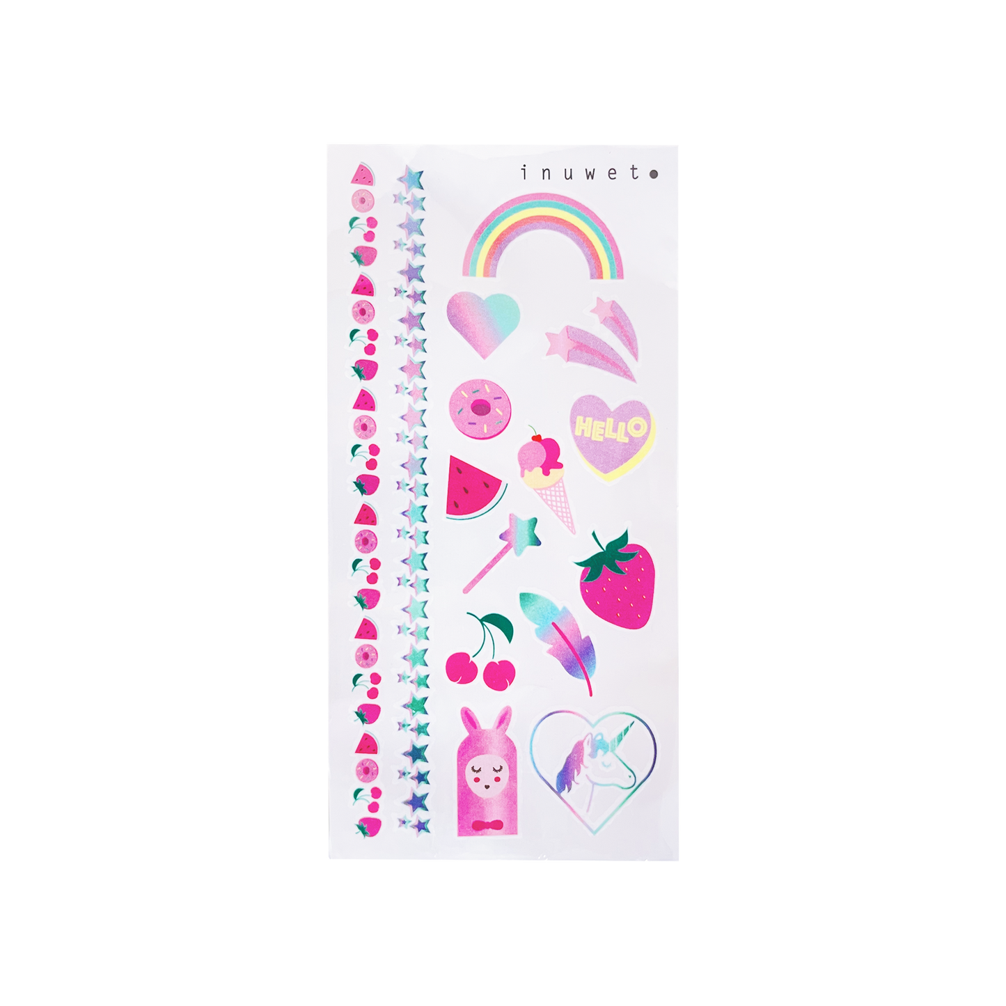 INUWET MY LITTLE BEAUTY HOUSE: strass - temporary tattoo - blueberry and apple waterbased nail polishes