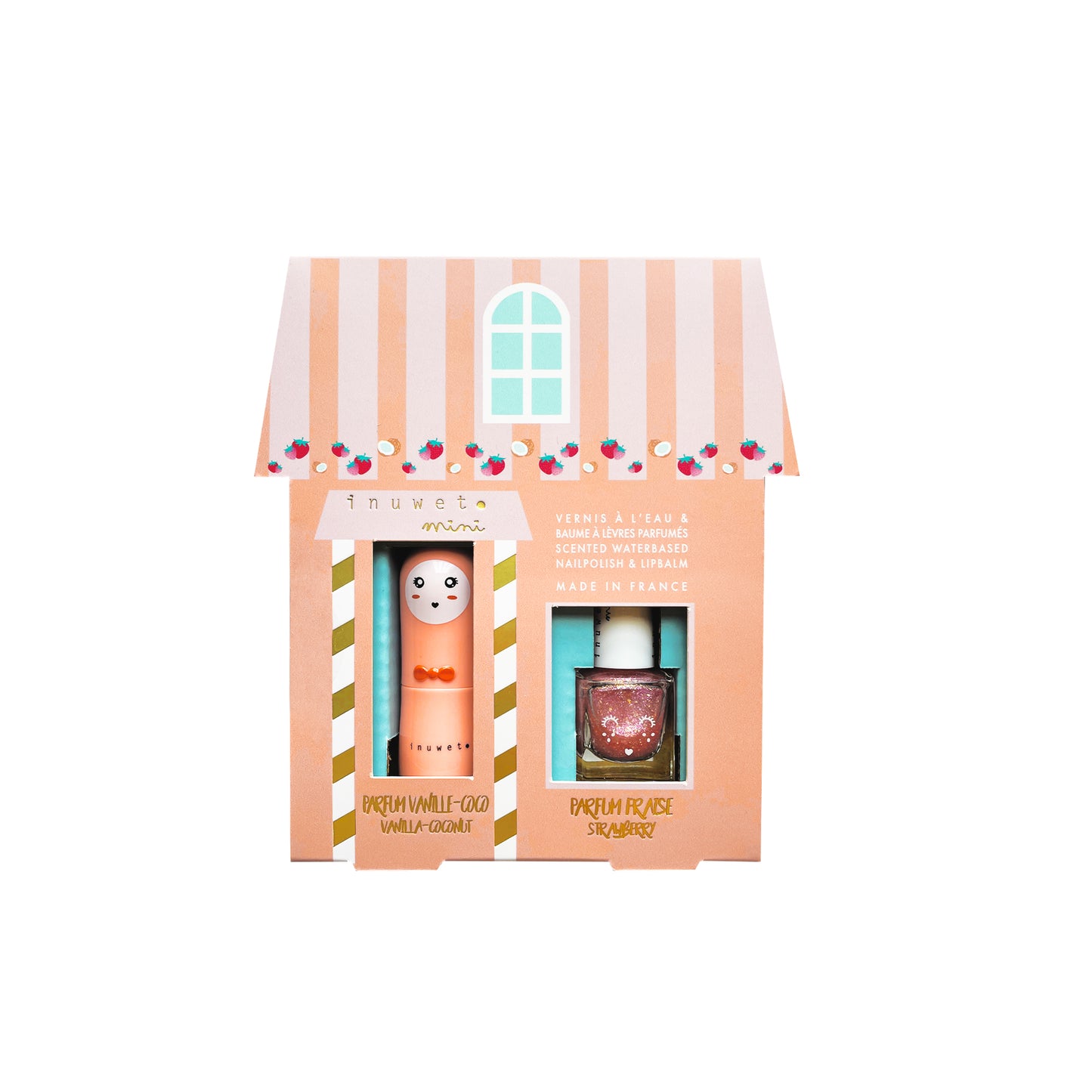 INUWET- JULIETTE HOUSE: vanilla coco lip balm - strawberry nail polish